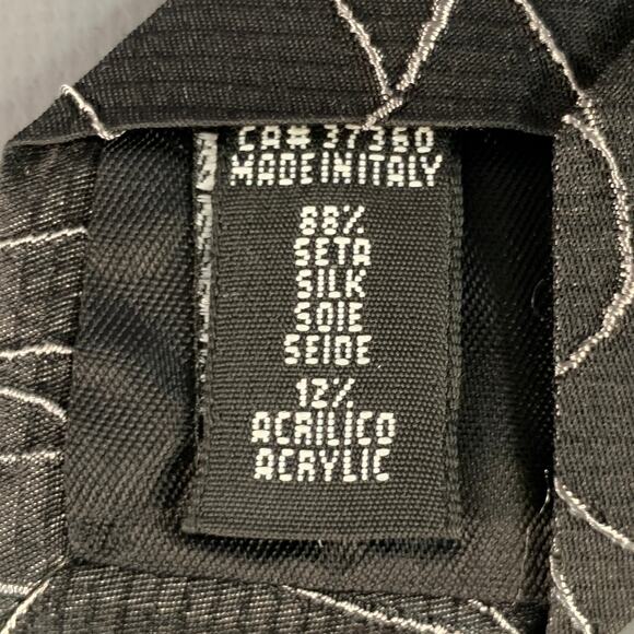 EMPORIO ARMANI Black Grey Textured Silk Blend Skinny Tie - Picture 5 of 5